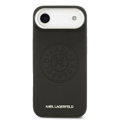 Apple iPhone 17 Air Kılıf Karl Lagerfeld Orjinal Lisanslı M-safe Şarj Özellikli Delikli Tasarım Metal Logolu PU Deri Kapak