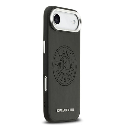 Apple iPhone 17 Air Kılıf Karl Lagerfeld Orjinal Lisanslı M-safe Şarj Özellikli Delikli Tasarım Metal Logolu PU Deri Kapak