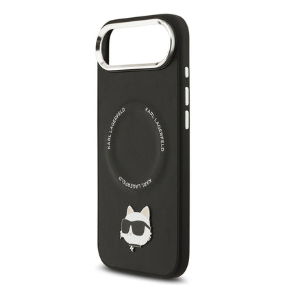 Apple iPhone 17 Air Kılıf Karl Lagerfeld Orjinal Lisanslı M-safe Şarj Özellikli Metal Kamera ve Buton Tasarımlı Choupette PU Deri Kapak