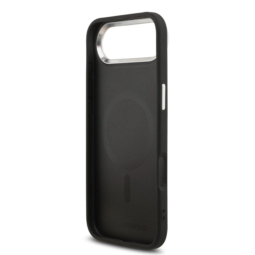 Apple iPhone 17 Air Kılıf Karl Lagerfeld Orjinal Lisanslı M-safe Şarj Özellikli Metal Kamera ve Buton Tasarımlı Choupette PU Deri Kapak