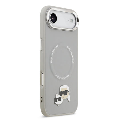 Apple iPhone 17 Air Kılıf Karl Lagerfeld Orjinal Lisanslı M-safe Şarj Özellikli Metal Kamera ve Buton Tasarımlı K&C PU Deri Kapak