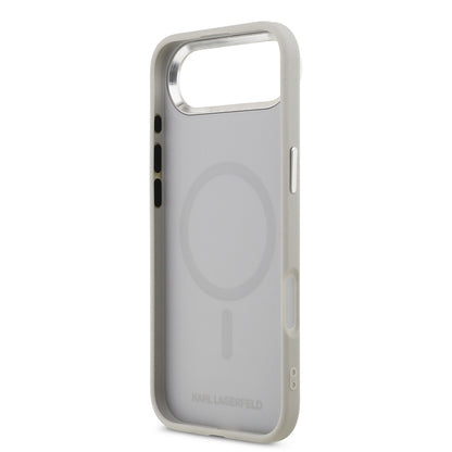 Apple iPhone 17 Air Kılıf Karl Lagerfeld Orjinal Lisanslı M-safe Şarj Özellikli Metal Kamera ve Buton Tasarımlı K&C PU Deri Kapak