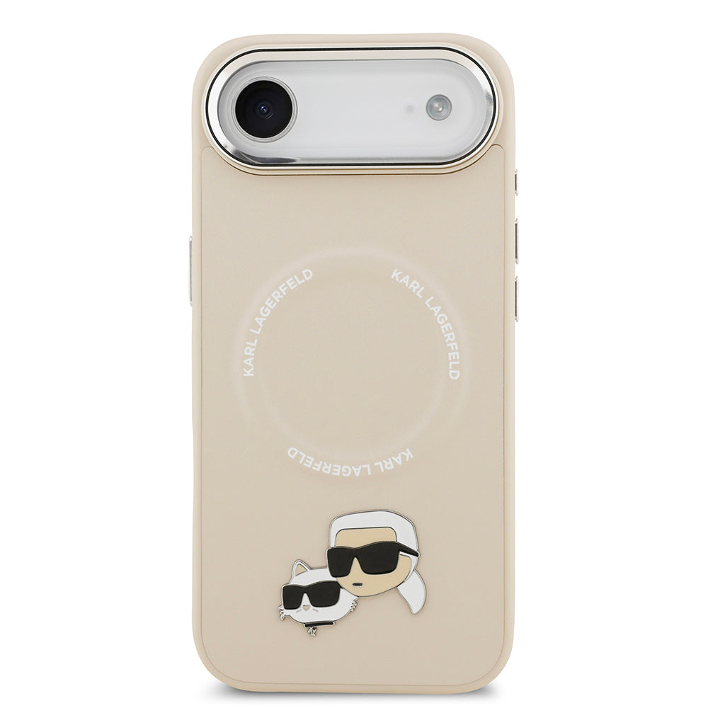 Apple iPhone 17 Air Kılıf Karl Lagerfeld Orjinal Lisanslı M-safe Şarj Özellikli Metal Kamera ve Buton Tasarımlı K&C PU Deri Kapak