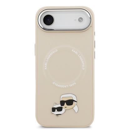 Apple iPhone 17 Air Kılıf Karl Lagerfeld Orjinal Lisanslı M-safe Şarj Özellikli Metal Kamera ve Buton Tasarımlı K&C PU Deri Kapak