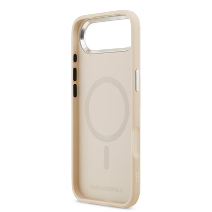Apple iPhone 17 Air Kılıf Karl Lagerfeld Orjinal Lisanslı M-safe Şarj Özellikli Metal Kamera ve Buton Tasarımlı K&C PU Deri Kapak