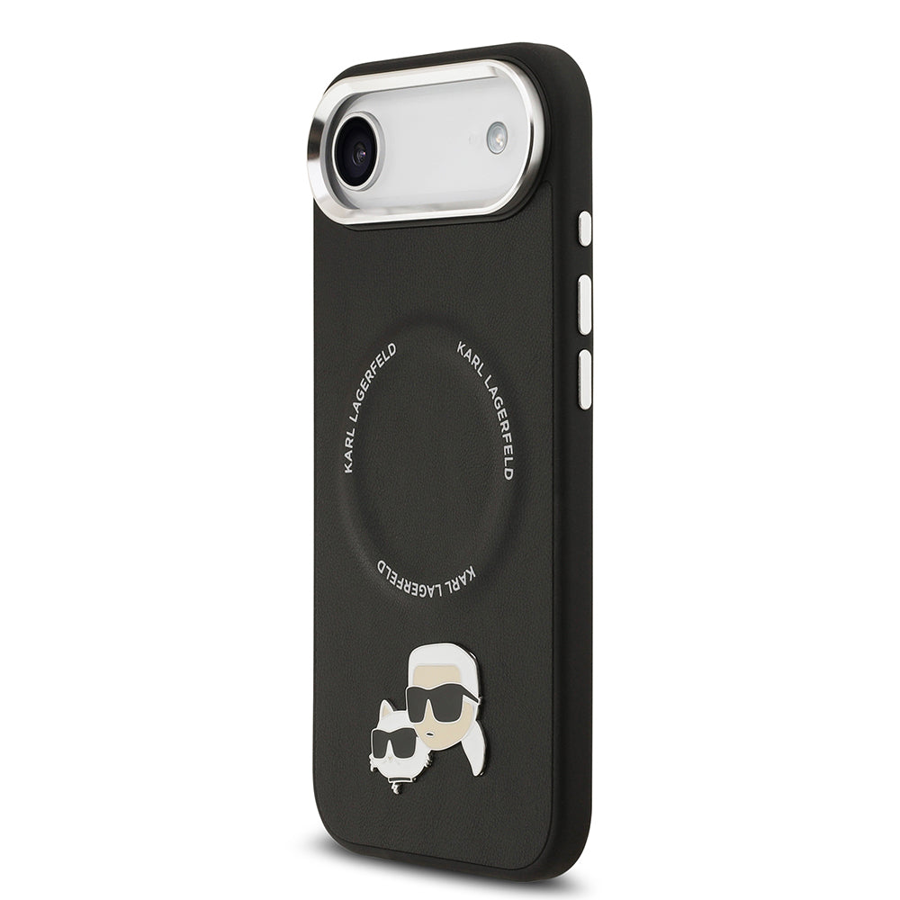 Apple iPhone 17 Air Kılıf Karl Lagerfeld Orjinal Lisanslı M-safe Şarj Özellikli Metal Kamera ve Buton Tasarımlı K&C PU Deri Kapak