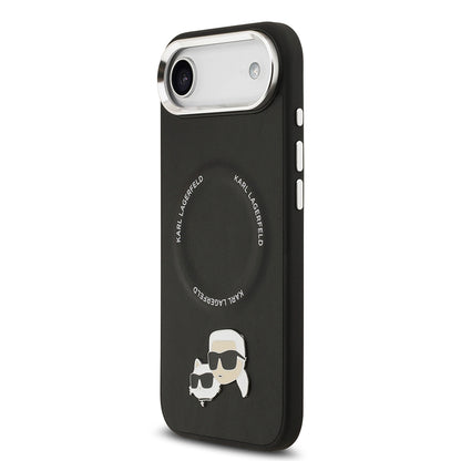 Apple iPhone 17 Air Kılıf Karl Lagerfeld Orjinal Lisanslı M-safe Şarj Özellikli Metal Kamera ve Buton Tasarımlı K&C PU Deri Kapak
