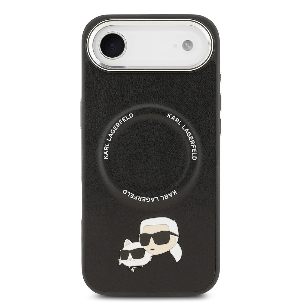 Apple iPhone 17 Air Kılıf Karl Lagerfeld Orjinal Lisanslı M-safe Şarj Özellikli Metal Kamera ve Buton Tasarımlı K&C PU Deri Kapak