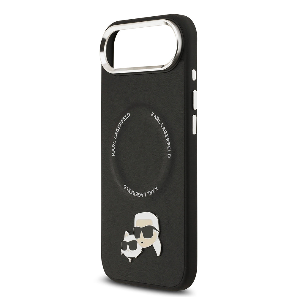 Apple iPhone 17 Air Kılıf Karl Lagerfeld Orjinal Lisanslı M-safe Şarj Özellikli Metal Kamera ve Buton Tasarımlı K&C PU Deri Kapak