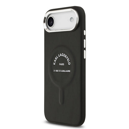 Apple iPhone 17 Air Kılıf Karl Lagerfeld Orjinal Lisanslı M-safe Şarj Özellikli Metal Kamera ve Buton Tasarımlı Paris RSG PU Deri Kapak
