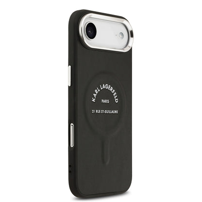 Apple iPhone 17 Air Kılıf Karl Lagerfeld Orjinal Lisanslı M-safe Şarj Özellikli Metal Kamera ve Buton Tasarımlı Paris RSG PU Deri Kapak
