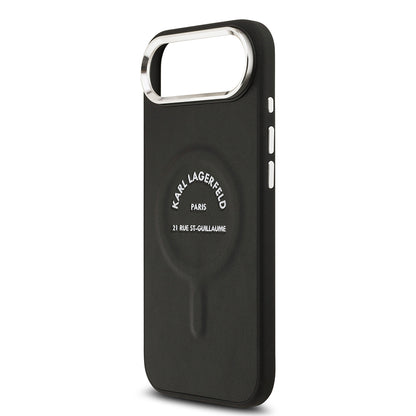 Apple iPhone 17 Air Kılıf Karl Lagerfeld Orjinal Lisanslı M-safe Şarj Özellikli Metal Kamera ve Buton Tasarımlı Paris RSG PU Deri Kapak