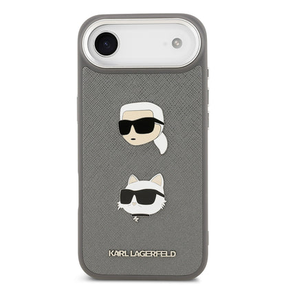 Apple iPhone 17 Air Kılıf Karl Lagerfeld Orjinal Lisanslı Metal Logolu K&C Heads Pin Kapak