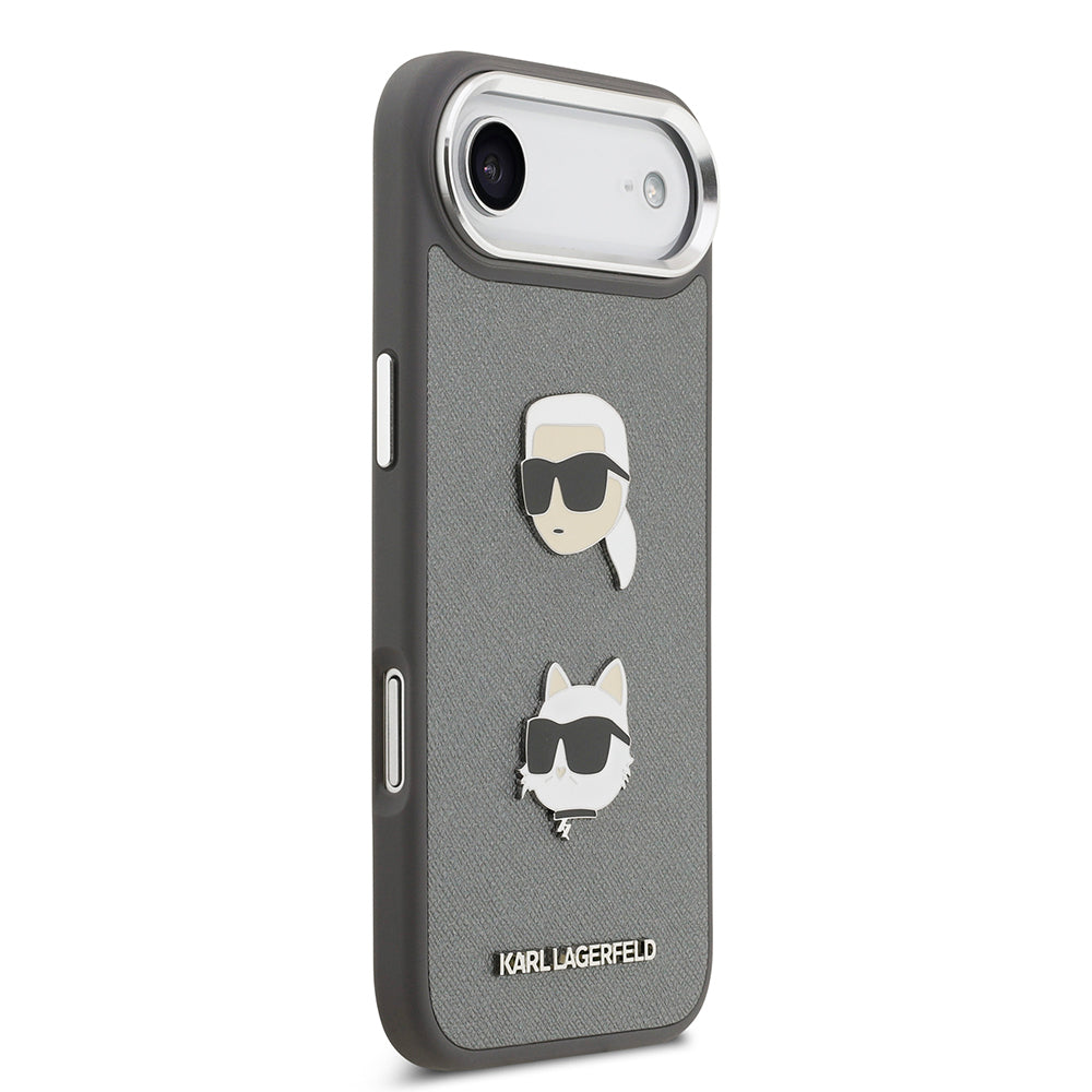 Apple iPhone 17 Air Kılıf Karl Lagerfeld Orjinal Lisanslı Metal Logolu K&C Heads Pin Kapak
