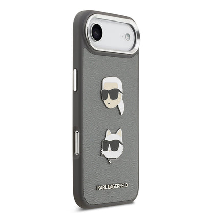 Apple iPhone 17 Air Kılıf Karl Lagerfeld Orjinal Lisanslı Metal Logolu K&C Heads Pin Kapak