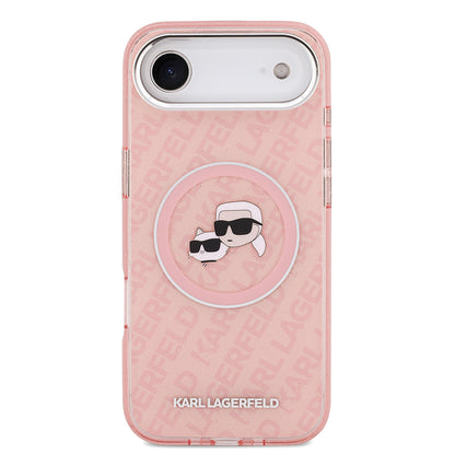 Apple iPhone 17 Air Kılıf Karl Lagerfeld Orjinal Lisanslı Parlayan Simli Karl & Choupette Heads Kapak