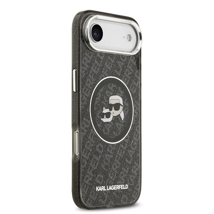Apple iPhone 17 Air Kılıf Karl Lagerfeld Orjinal Lisanslı Parlayan Simli Karl & Choupette Heads Kapak