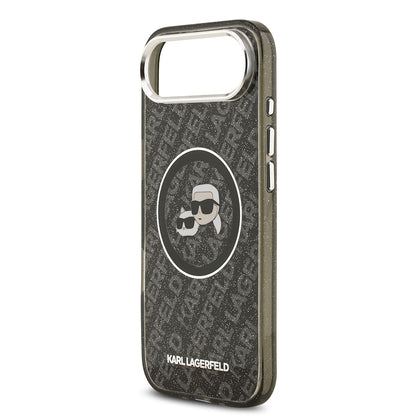 Apple iPhone 17 Air Kılıf Karl Lagerfeld Orjinal Lisanslı Parlayan Simli Karl & Choupette Heads Kapak