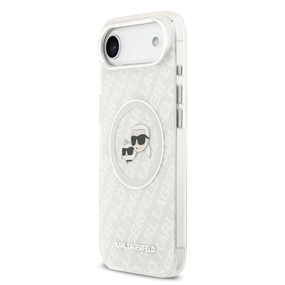 Apple iPhone 17 Air Kılıf Karl Lagerfeld Orjinal Lisanslı Parlayan Simli Karl & Choupette Heads Kapak