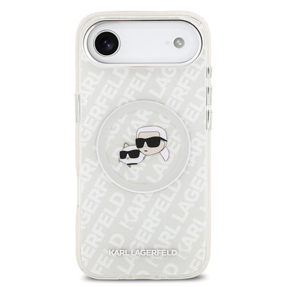 Apple iPhone 17 Air Kılıf Karl Lagerfeld Orjinal Lisanslı Parlayan Simli Karl & Choupette Heads Kapak