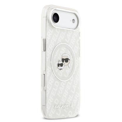 Apple iPhone 17 Air Kılıf Karl Lagerfeld Orjinal Lisanslı Parlayan Simli Karl & Choupette Heads Kapak