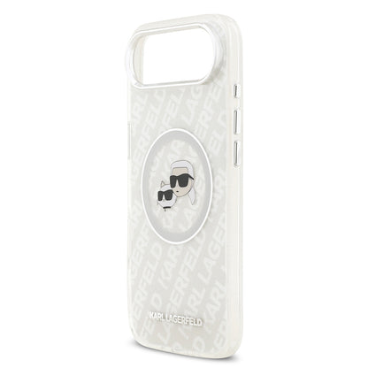 Apple iPhone 17 Air Kılıf Karl Lagerfeld Orjinal Lisanslı Parlayan Simli Karl & Choupette Heads Kapak