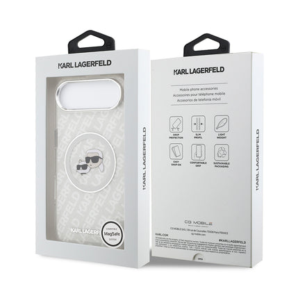 Apple iPhone 17 Air Kılıf Karl Lagerfeld Orjinal Lisanslı Parlayan Simli Karl & Choupette Heads Kapak