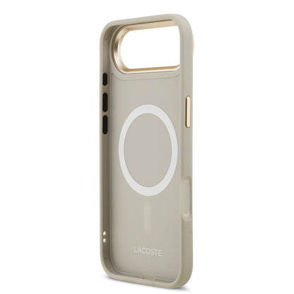 Apple iPhone 17 Air Kılıf Lacoste Orjinal Lisanslı M-safe Şarj Özellikli Champs Elysees PU Deri Tasarımlı Kapak
