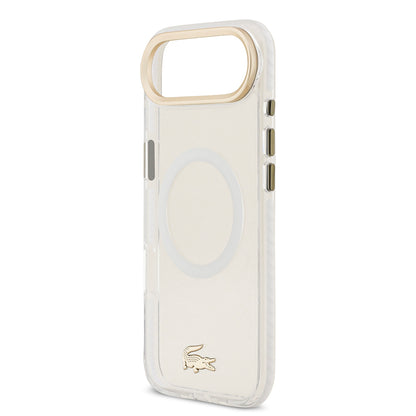 Apple iPhone 17 Air Kılıf Lacoste Orjinal Lisanslı M-safe Şarj Özellikli Gold Timsah Logolu Buzlu Kapak