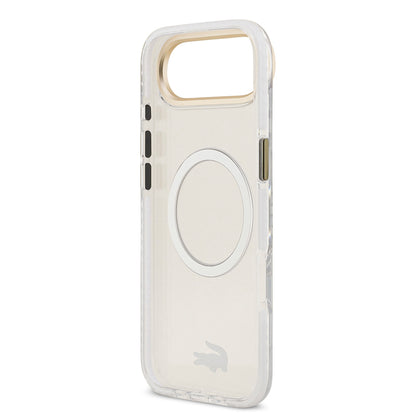Apple iPhone 17 Air Kılıf Lacoste Orjinal Lisanslı M-safe Şarj Özellikli Gold Timsah Logolu Buzlu Kapak