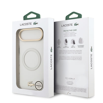 Apple iPhone 17 Air Kılıf Lacoste Orjinal Lisanslı M-safe Şarj Özellikli Gold Timsah Logolu Buzlu Kapak