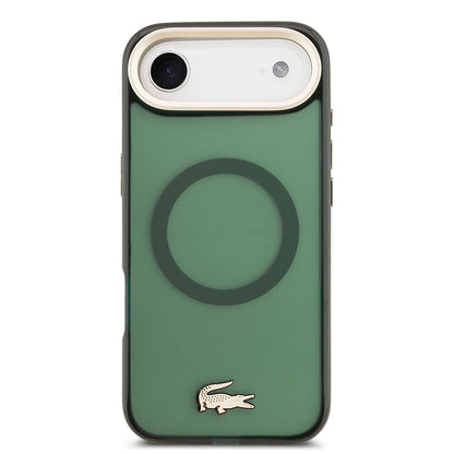 Apple iPhone 17 Air Kılıf Lacoste Orjinal Lisanslı M-safe Şarj Özellikli Gold Timsah Logolu Buzlu Kapak