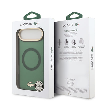 Apple iPhone 17 Air Kılıf Lacoste Orjinal Lisanslı M-safe Şarj Özellikli Gold Timsah Logolu Buzlu Kapak