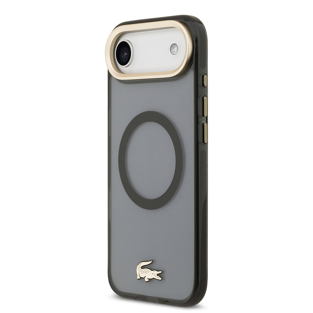 Apple iPhone 17 Air Kılıf Lacoste Orjinal Lisanslı M-safe Şarj Özellikli Gold Timsah Logolu Buzlu Kapak
