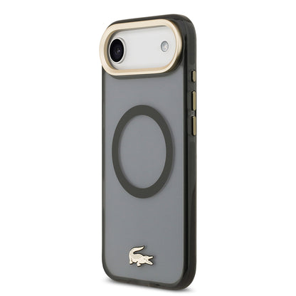 Apple iPhone 17 Air Kılıf Lacoste Orjinal Lisanslı M-safe Şarj Özellikli Gold Timsah Logolu Buzlu Kapak