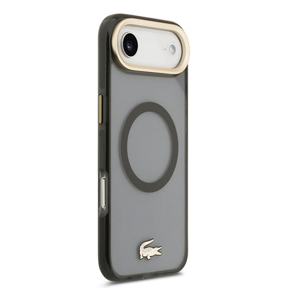 Apple iPhone 17 Air Kılıf Lacoste Orjinal Lisanslı M-safe Şarj Özellikli Gold Timsah Logolu Buzlu Kapak
