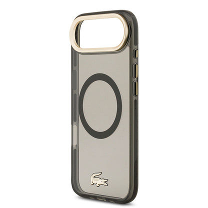 Apple iPhone 17 Air Kılıf Lacoste Orjinal Lisanslı M-safe Şarj Özellikli Gold Timsah Logolu Buzlu Kapak