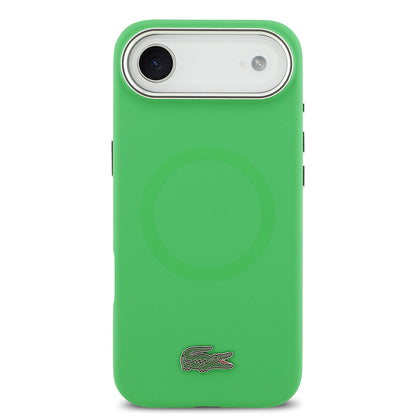 Apple iPhone 17 Air Kılıf Lacoste Orjinal Lisanslı M-safe Şarj Özellikli İkonik Logolu Metal Kamera Çerçeveli Silikon Kapak