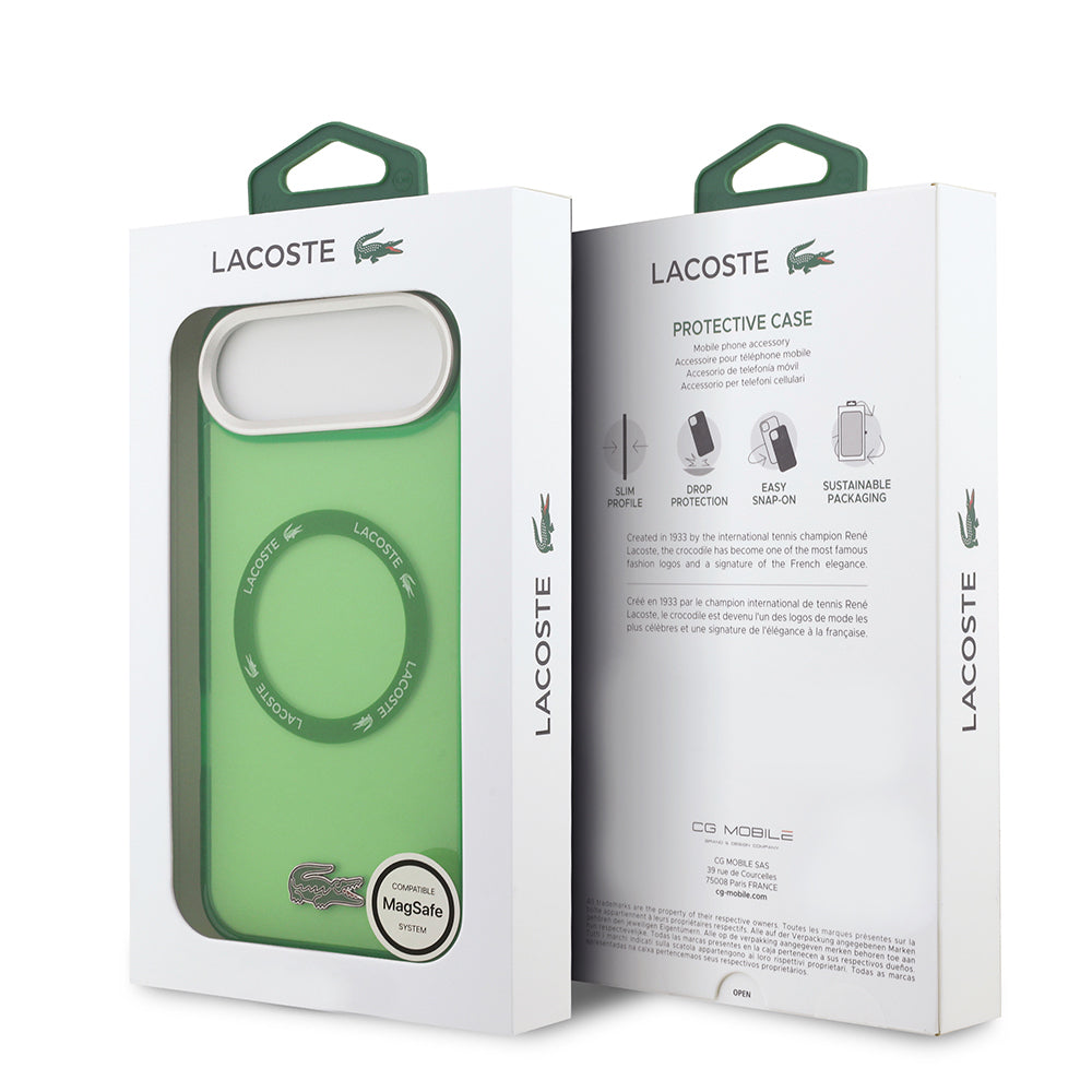 Apple iPhone 17 Air Kılıf Lacoste Orjinal Lisanslı M-safe Şarj Özellikli İkonik Timsah Logolu Buzlu Kapak