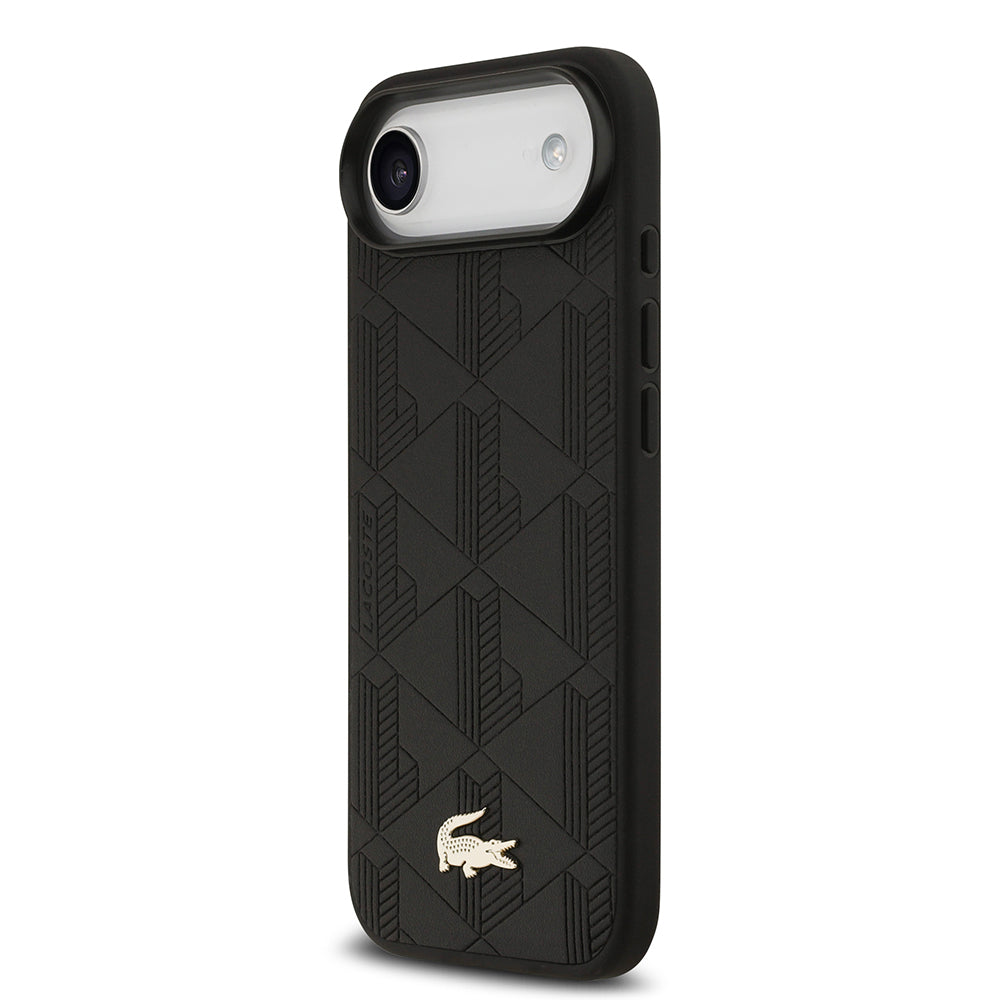 Apple iPhone 17 Air Kılıf Lacoste Orjinal Lisanslı M-safe Şarj Özellikli PU Deri Tasarımlı Karışık Monogram Desenli Kapak