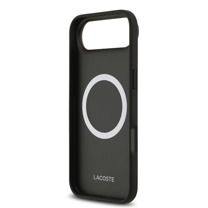 Apple iPhone 17 Air Kılıf Lacoste Orjinal Lisanslı M-safe Şarj Özellikli PU Deri Tasarımlı Kartlıklı Karışık Monogram Desenli Kapak
