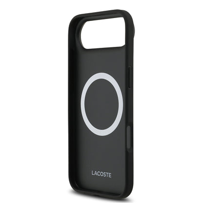 Apple iPhone 17 Air Kılıf Lacoste Orjinal Lisanslı M-safe Şarj Özellikli PU Deri Tasarımlı Kartlıklı Karışık Monogram Desenli Kapak