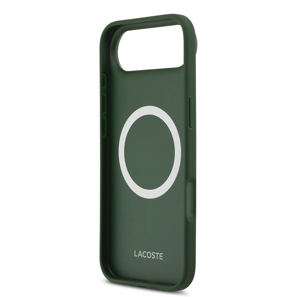 Apple iPhone 17 Air Kılıf Lacoste Orjinal Lisanslı M-safe Şarj Özellikli PU Deri Tasarımlı Metal Logolu Kapak