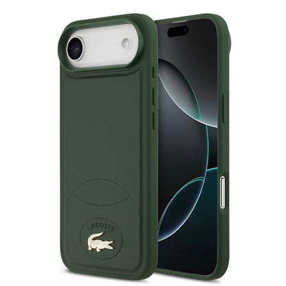 Apple iPhone 17 Air Kılıf Lacoste Orjinal Lisanslı M-safe Şarj Özellikli PU Deri Tasarımlı Metal Logolu Kapak