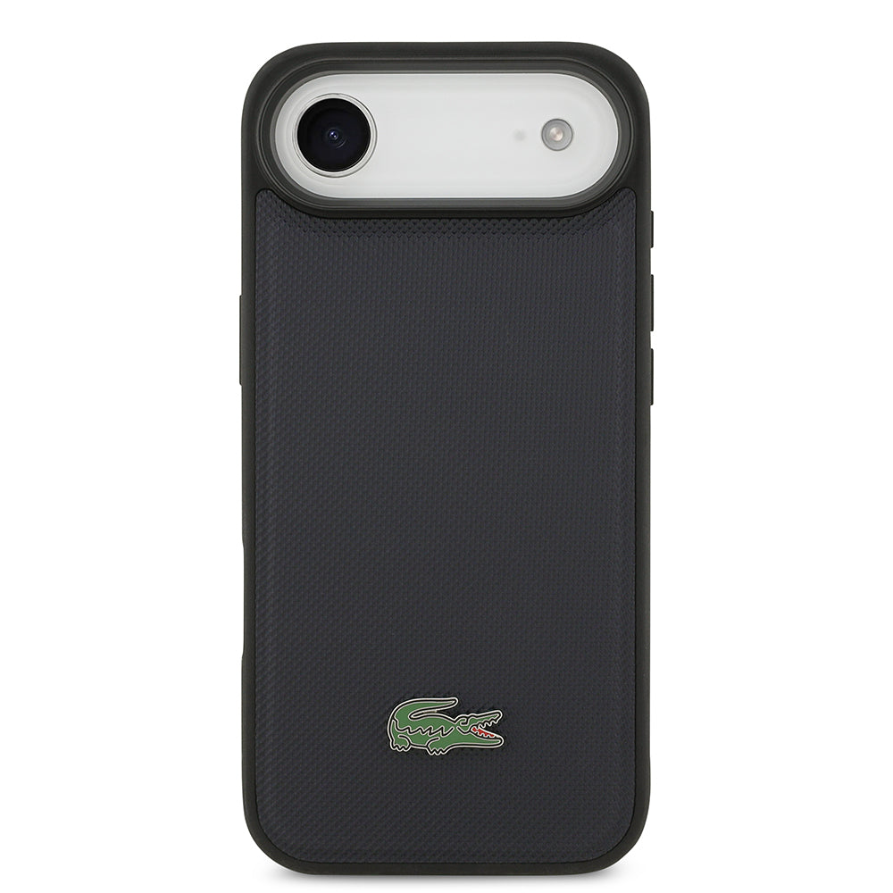 Apple iPhone 17 Air Kılıf Lacoste Orjinal Lisanslı M-safe Şarj Özellikli PU Pike Desenli Metal Logolu Kartlıklı Kapak