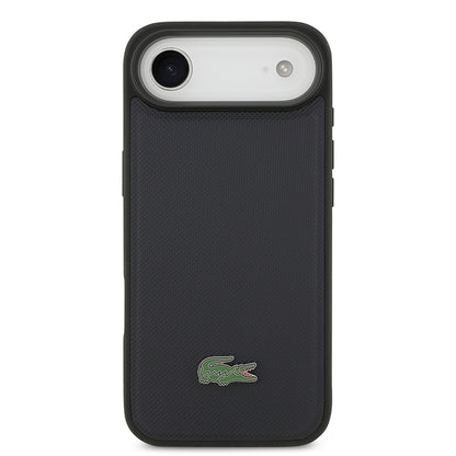 Apple iPhone 17 Air Kılıf Lacoste Orjinal Lisanslı M-safe Şarj Özellikli PU Pike Desenli Metal Logolu Kartlıklı Kapak