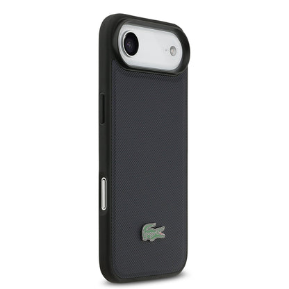 Apple iPhone 17 Air Kılıf Lacoste Orjinal Lisanslı M-safe Şarj Özellikli PU Pike Desenli Metal Logolu Kartlıklı Kapak
