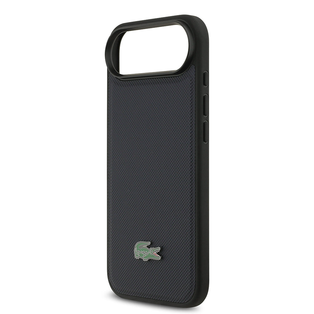 Apple iPhone 17 Air Kılıf Lacoste Orjinal Lisanslı M-safe Şarj Özellikli PU Pike Desenli Metal Logolu Kartlıklı Kapak