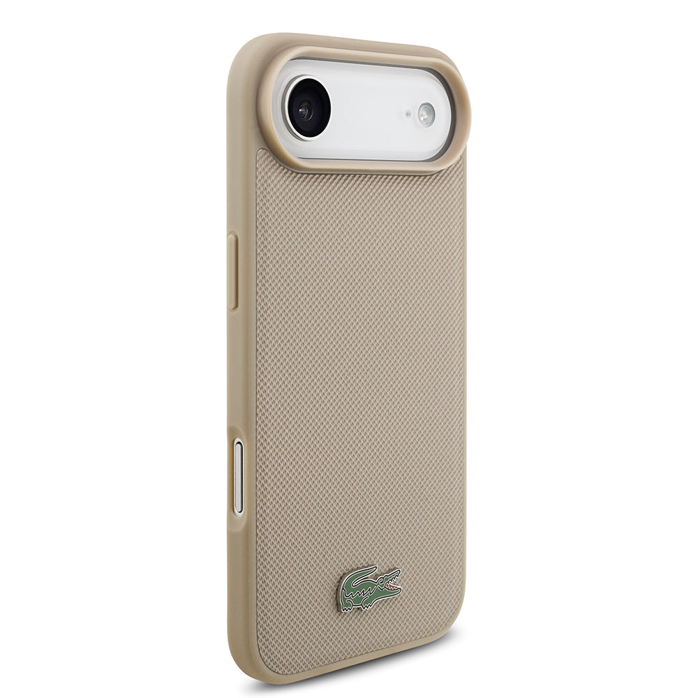 Apple iPhone 17 Air Kılıf Lacoste Orjinal Lisanslı M-safe Şarj Özellikli PU Pike Desenli Metal Logolu Kartlıklı Kapak