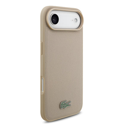 Apple iPhone 17 Air Kılıf Lacoste Orjinal Lisanslı M-safe Şarj Özellikli PU Pike Desenli Metal Logolu Kartlıklı Kapak
